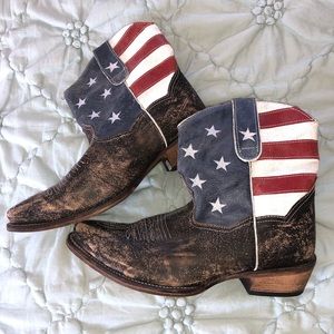 American Flag Print Cowboy Boots